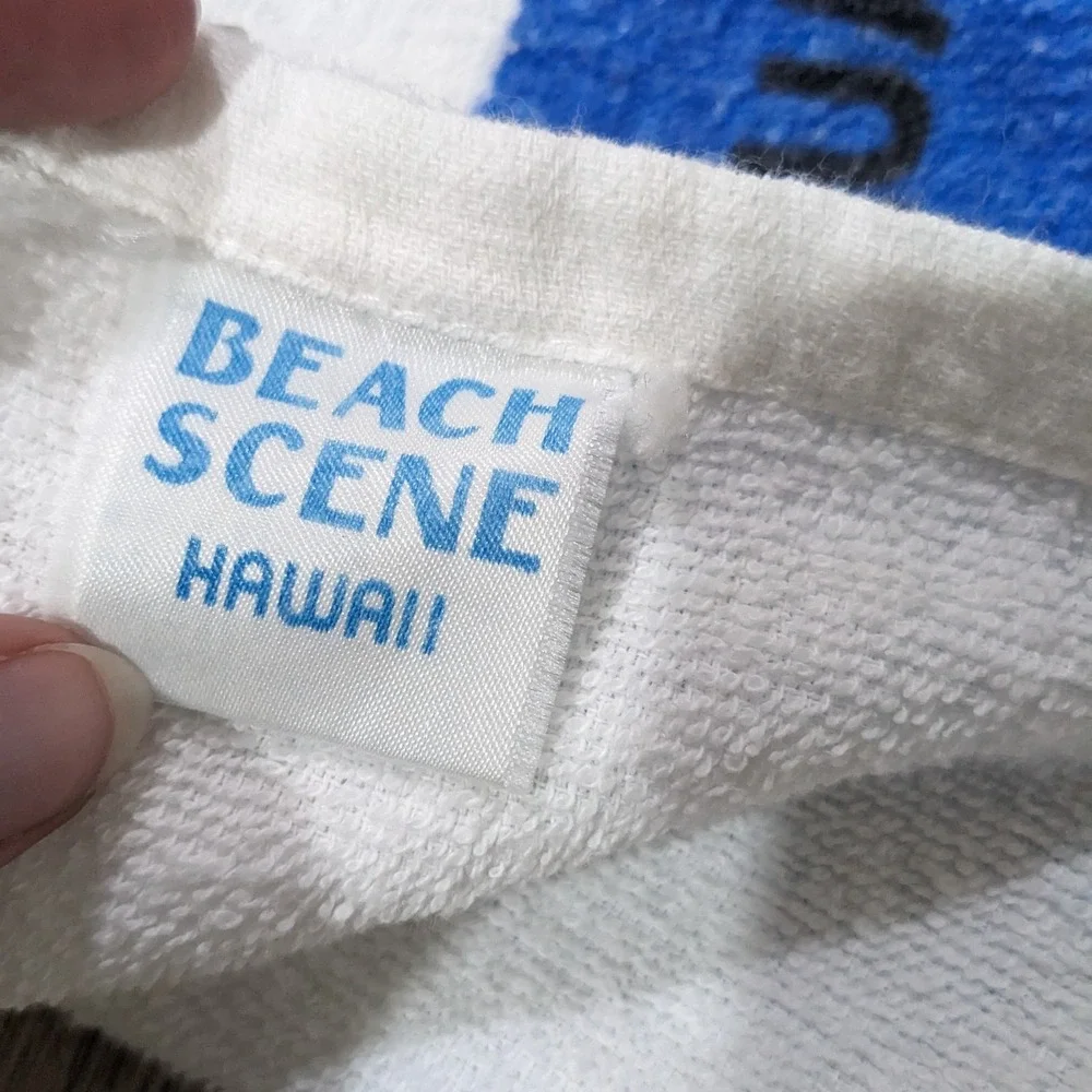 VTG Hawaii Beach Towel Tropical Island Souvenir Destination Rainbow Graphic Map